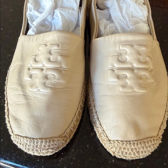 Tory Burch Neutral Beige Leather Espadrille Flats - Picture 5 of 10